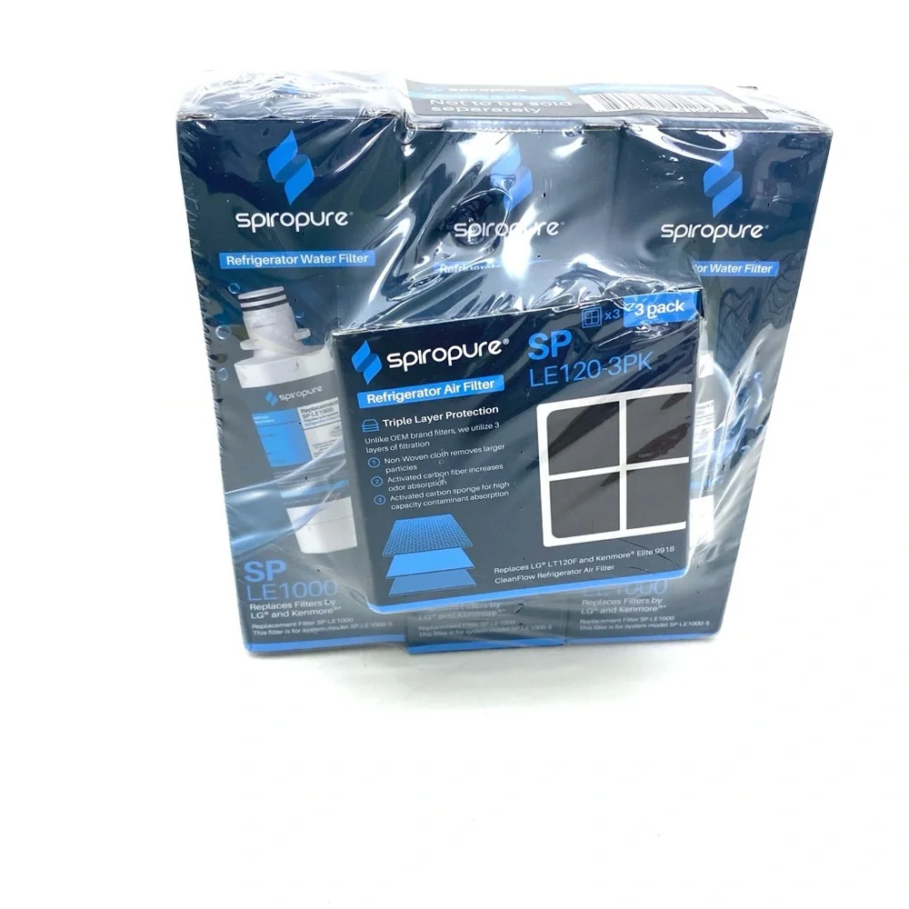 SpiroPure Refrigerator Water Filter 3-Pak & Air Filter 3-Pak Replacement Bundle